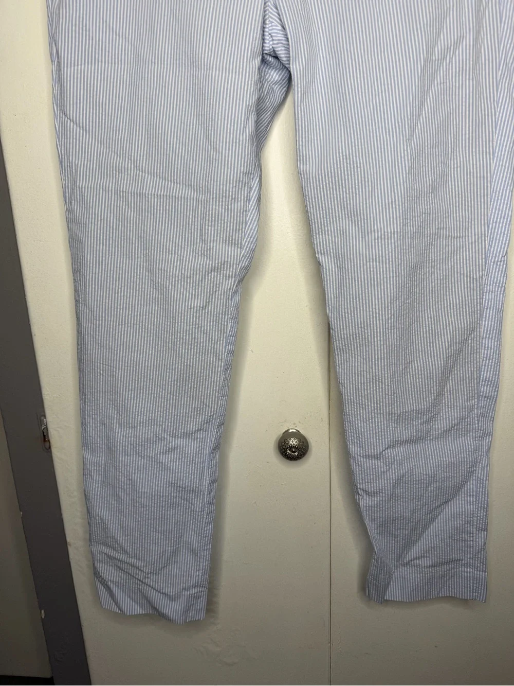 j crew ludlow pants men light blue seersucker pin stripe pants 30x30 blue white
